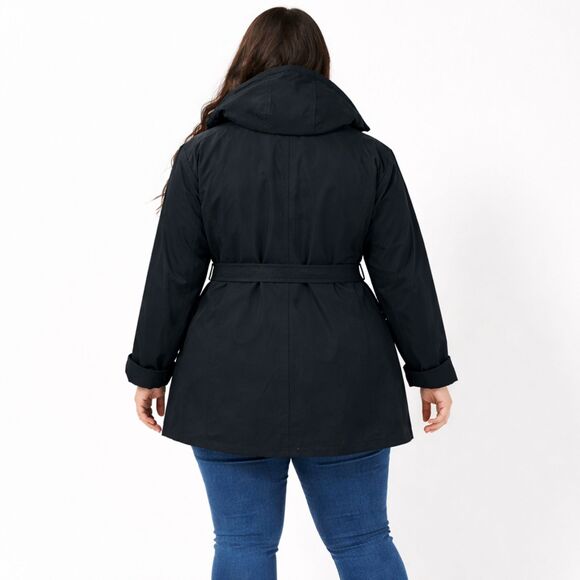 Dennis Basso Size 2X Hooded Coat Weather Resistant Black - Picture 2 of 15